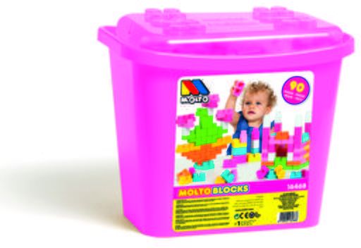 CUBETA BLOQUES 90 PZAS ROSA