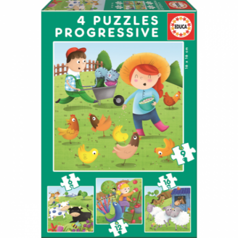 PUZZLE PROGRESI. ANIMALES GRANJA EDUCA