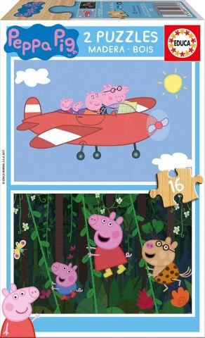 PUZZLE 2X16 PZAS PEPPA PIG MADERA EDUCA 