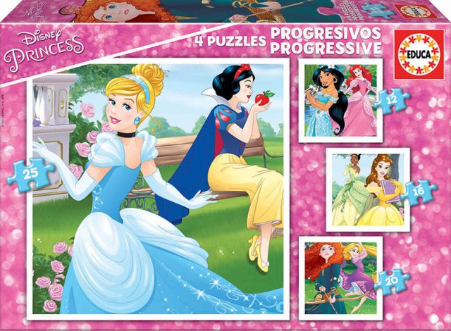 PUZZLES PROGRESIVOS 12-16-20-25 PRINCESAS EDUCA