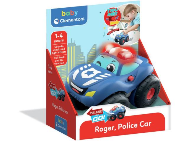 ROGER, COCHE DE POLICÍA PULL BACK CLEMENTONI