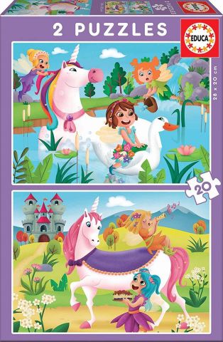 PUZZLE EDUCA 2 X 20 PZAS UNICORNIOS Y HADAS