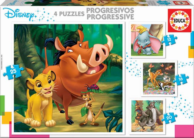 PUZZLES PROGRESIVOS DISNEY  12,16,20,25 PZAS EDUCA