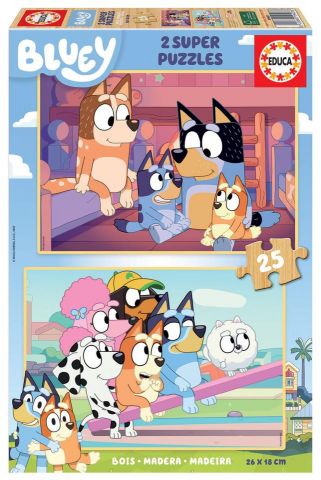 PUZZLE 2X25 PZAS BLUEY MADERA EDUCA