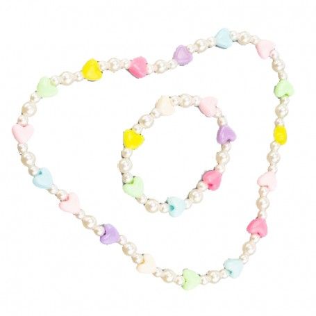 PACK COLLAR Y PULSERA DE CORAZONES DE COLORES NICE