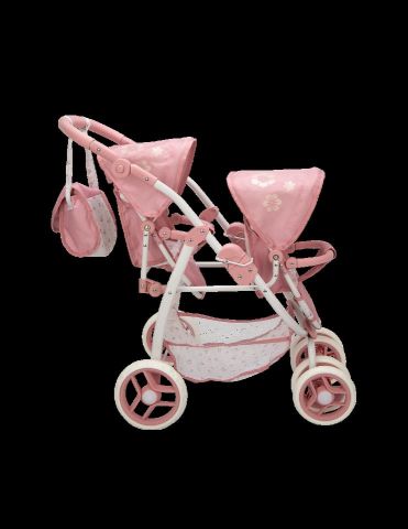 COCHE GEMELAR ELEGAN C/BOLSO49-80CM ARIAS 46*73*72