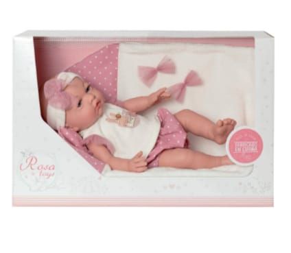 BEBÉ R. NACIDA 43 CM CON MANTITA ROSA TOYS