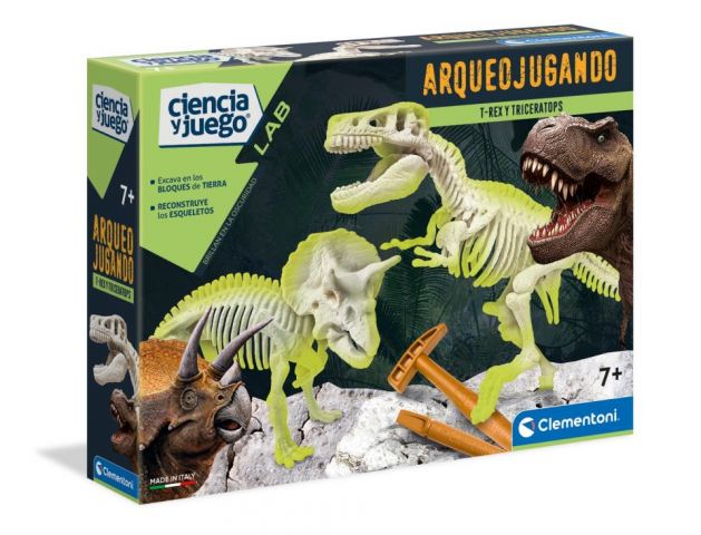 ARQUEO JUGANDO T REX Y TRICERATOPS FLÚOR CLEMENTON