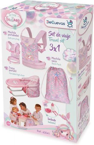 SET FANTASY PORTA BEBE+TRONA+SAQUITO D´CUEVAS TOYS