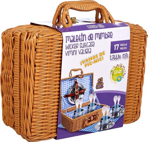 SET PICNIC VICHY EN CESTA DE MIMBRE