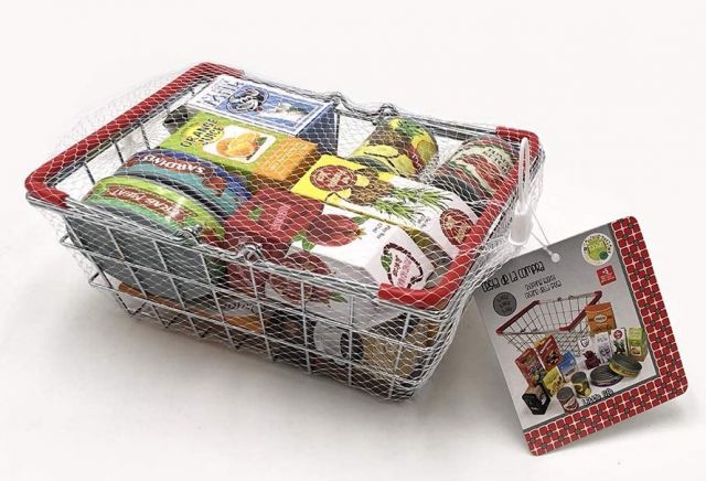 CESTA DE LA COMPRA METÁLICA CON ALIMENTOS TACHAN 