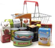 CESTA DE LA COMPRA METÁLICA CON ALIMENTOS TACHAN 