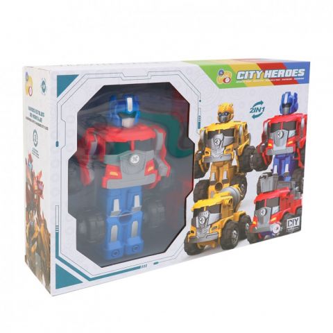 ROBOT ROJO 3 EN 1 27 PZAS TRANSF. VEHÍCULO TACHÁN