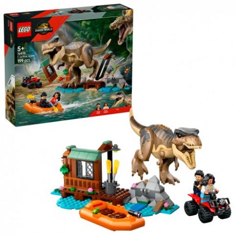 HUIDA POR EL RIO Y CAZA T.REX JURASSIC WORLD LEGO