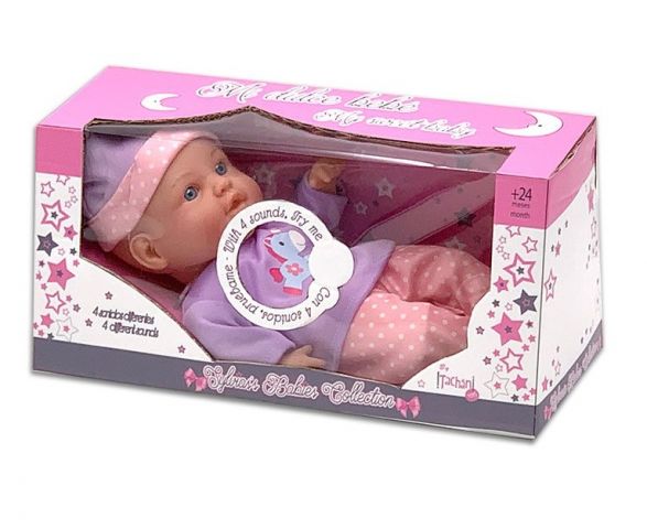 MUÑECA BLANDITA 30 CM C/SONIDOS VEST. LILA