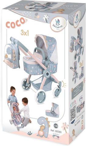 COCHE DE MUÑECAS 3X1 PLEGABLE COCO DECUEVAS TOYS