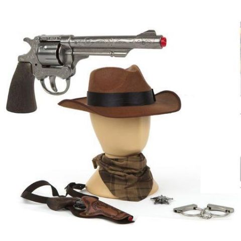 SOMBRERO Y REVOLVER 8 TIROS COWBOY GONHER