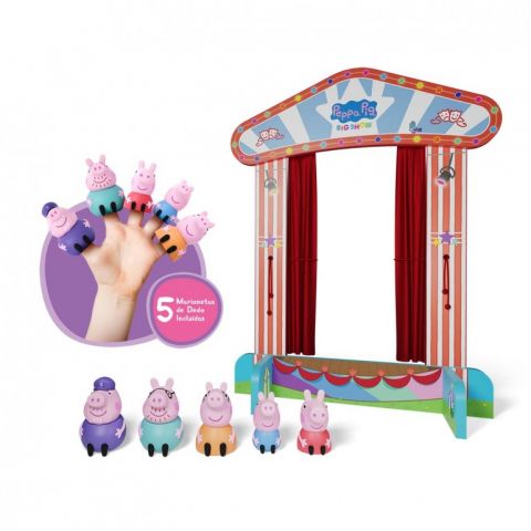 TEATRO DE MADERA CON FIGURAS PEPPA PIG DEQUBE