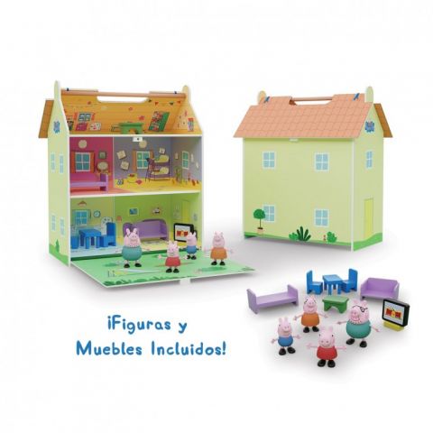 CASA DE MADERA DE PEPPA PIG CN 4 PERSONAJES DEQUBE