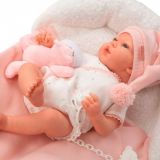 REBORN ARIEL 40 CM C/MANTA ROSA Y PELUCHE ARIAS