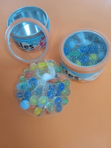 CANICAS CON CAJA METÁLICA ARTESANÍA CALVO