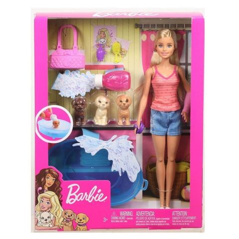 BARBIE CON MASCOTAS Y BAÑERA  MATTEL 