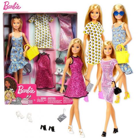BARBIE VESTIDO FLORAL C/VESTIDOS Y ACCESORIOS MATT