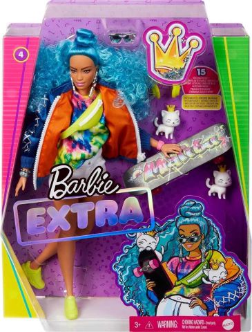 BARBIE EXTRA PELO AZUL RIZADO MATTEL