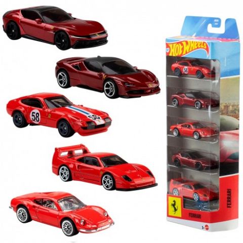PACK 5 VEHÍCULOS FERRARI HOT WHEELS MATTEL
