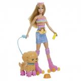 MUÑECA BARBIE PATINA Y CORRE CON PERRITO MATTEL