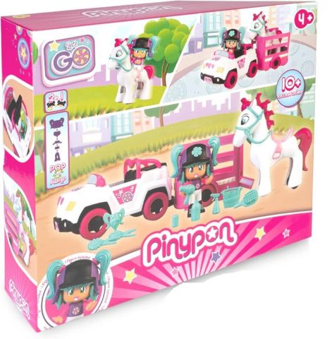 PINYPON COCHE CON REMOLQUE Y CABALLO FAMOSA